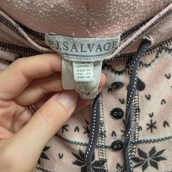 PJ Salvage Pink Velour Snowflake Hearts Lounge Pants M - Picture 3 of 5